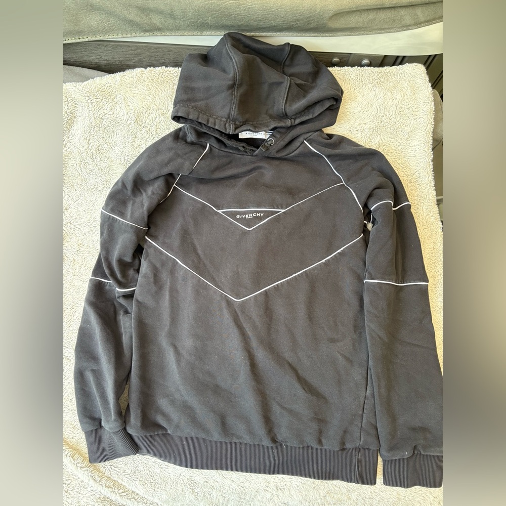 Givenchy Kids black contrast piping Hoodie size 12yrs